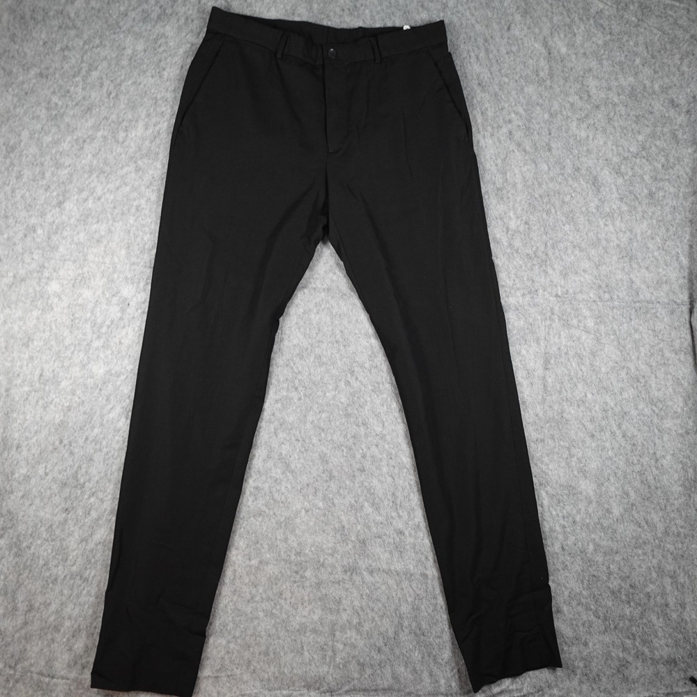 Zara Pant Mens 31 Black Slim Fit Flat Front‎ Trousers Office Professional